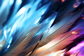Wall Mural - colorful feathers background as beautiful abstract wallpaper, generative ai