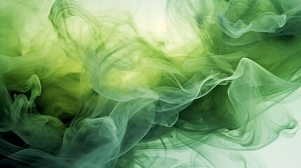 Wall Mural - Digital wallpaper featuring multiple green and white smoke elements, creating a captivating and ethereal composition. Generative Ai