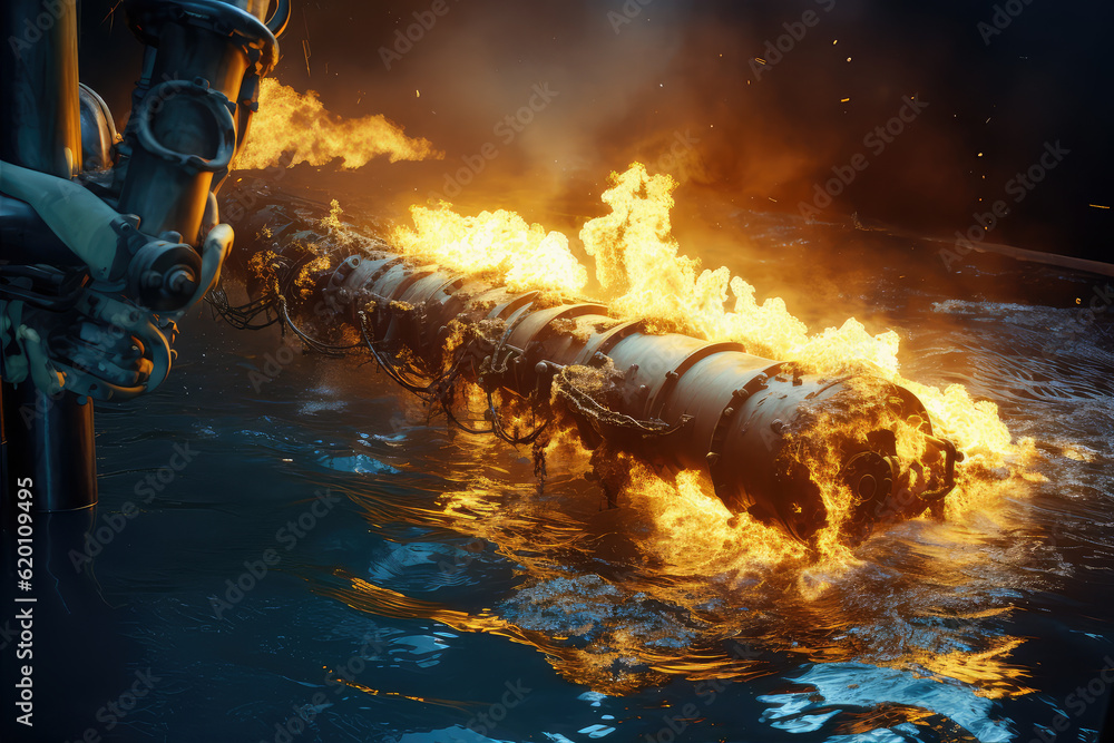 Explosion of underwater gas pipeline. Critical infrastructure destroyed ...