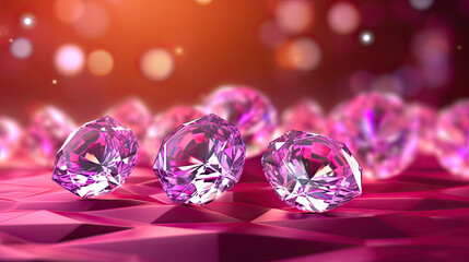 Canvas Print - Diamonds on pink bokeh background