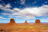 Fototapeta  - Monument Valley. Navajo Tribal Park. Red rocks and mountains. Located on the Arizona–Utah border. USA.