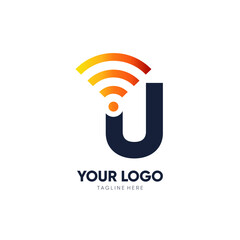 Wall Mural - Letter U Initial Signal Logo Design Vector Icon Graphic Emblem Illustration 