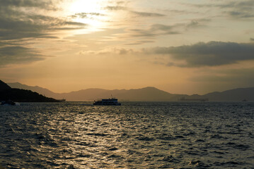 Wall Mural - Sunset view over the sea at Kennedy Town, Western District, Hong Kong