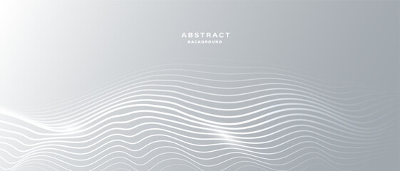 Grey white abstract background with flowing particles. Digital future technology concept. vector illustration.