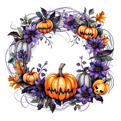 Wall Mural - halloween background with pumpkins