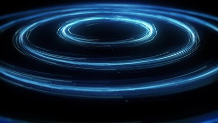 Wall Mural - concentric circles of spinning particles/ 4k animation of abstract spinning particles lights in conc