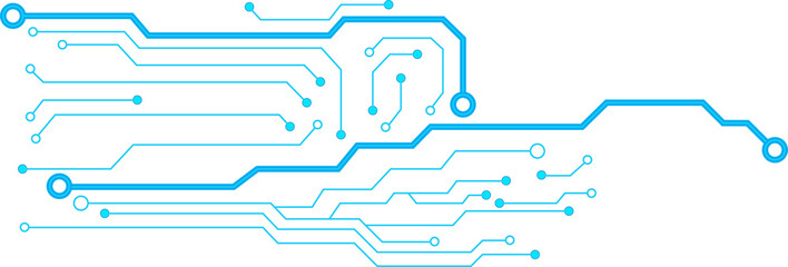 Wall Mural - Abstract blue computer technology background with electronic circuit board and circle tech.illustration for elements