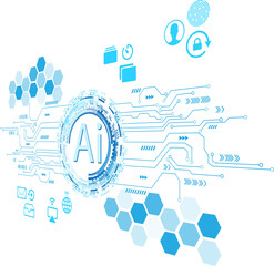 Wall Mural - Abstract blue computer technology background with electronic circuit board and circle tech.illustration for elements