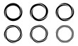 Set with circles. Rotating art lines in circle shape as symbol, logo or icon.