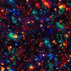 Wall Mural - Space galaxy seamless pattern. Universe repeat bright abstract background texture. Trendy design. Modern cosmos colorful AI illustration wallpaper with stars..