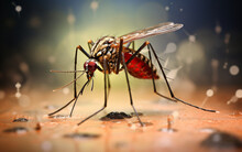Mosquito Sitting A Hand And Drinks The Blood Of The Pierced Skin, Generative Ai