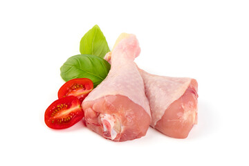 Sticker - Raw chicken legs, isolated on white background.