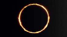 Golden Circle With Fire Effects. Light Effect. Vector.Background