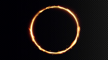 Wall Mural - Golden circle with fire effects. light effect. Vector.Background