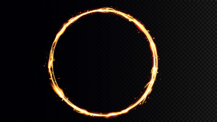 Wall Mural - golden circle with fire effects. light effect. vector.background