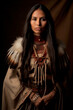 portrait of a beautiful native american woman against dark background