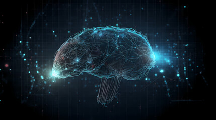 Wall Mural - human brain showing intelligent thinking processing through the concept of a neural network printed 