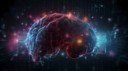Wall Mural - human brain showing intelligent thinking processing through the concept of a neural network printed 