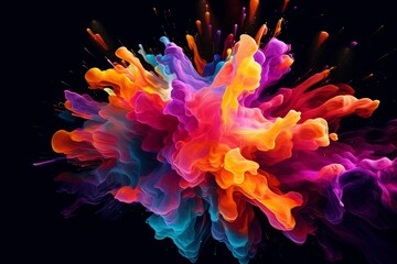 illustration of a colorful substance floating through the air, created by generative ai