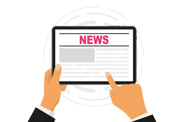 Wall Mural - online news. online reading news. news website on tablet screen. tablet with newspaper, news site. n