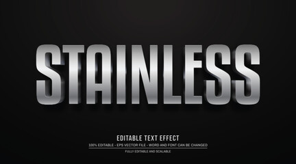 editable text effect stainless steel mock up