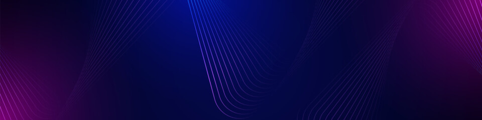 Abstract blue and purple gradient background with glowing geometric lines. Modern shiny triangle lines. Futuristic concept. Suit for cover, poster, header, banner, brochure, website, flyer