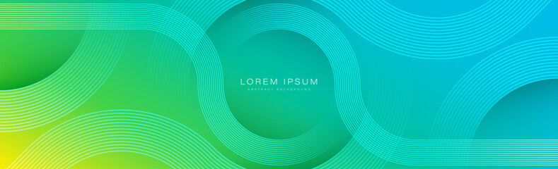 abstract blue and green gradient background with circle lines. geometric stripe line art design. sui