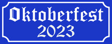 Illustraton Und Oktoberfest 2023 Auf Blauem Schild