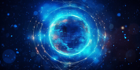 futuristic blue earth abstract technology background