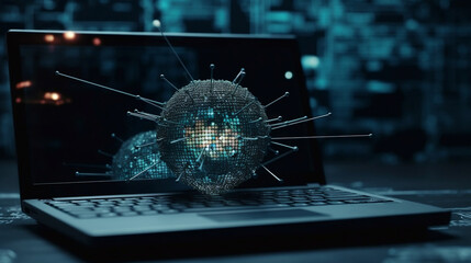 System hacked alert after cyber attack on computer network. compromised information concept. internet virus cyber security and cybercrime, Generative Ai