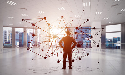 Wall Mural - Networking and social communication concept as effective point for modern business