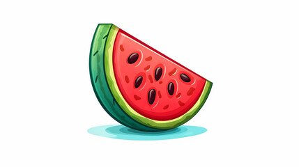 Wall Mural - Cartoon watermelon icon on white illustration.