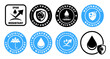 Water, dust, leak proof vector badges isolated on white. Water and dust resistant - vector labels set.