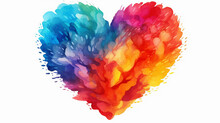 Rainbow Watercolor Heart Isolated Illustration On White Background 