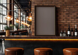 Fototapeta Uliczki - interior of bauhaus style bar with frame art on wall mockup