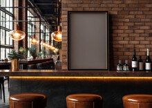 Interior Of Bauhaus Style Bar With Frame Art On Wall Mockup