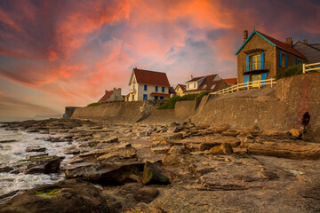 Landscapes with sunset and sunrise from audresselles, ambleteuse and wimereux in france