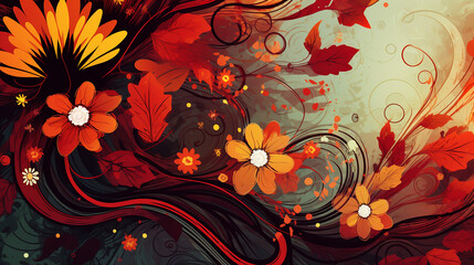 Abstract background with floral decoration. 