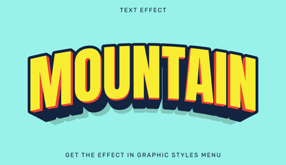 mountain editable text effect in 3d style. text emblem for advertising, branding, business logo