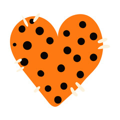 heart shaped dots patch halloween costume accessory hand drawn illustration. cartoon style flat desi
