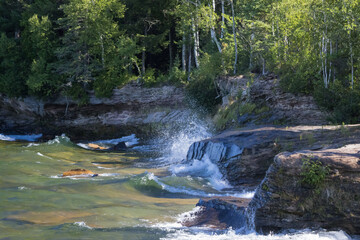 Lake Superior Splashing on a Rocky shore