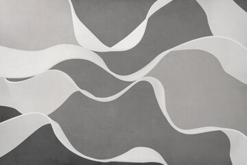 Wall Mural - Wavy shapes isolated on gray, paper texture background