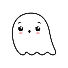 Sticker - Cute friendly ghost. Vector illustration isolated on white background