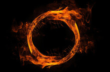 Flames Form A Circle On A Black Background With Space For Copy