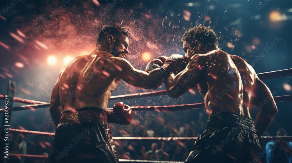Two man boxers fighting in a boxing ring Stock Illustration | Adobe Stock