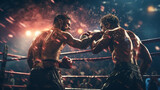 Two man boxers fighting in a boxing ring