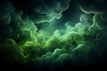 Wall Mural - Magical green solid background. AI generative