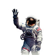 Astronaut in outer space waving his hand to the camera. Say hello using hand. Do a space walk alone in outer space.