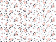 Ditsy Floral Pattern. Delicate Flowers On White Background. Printing With Small Pink Flowers. Cute Print. Seamless Vector Texture. Spring And Summer Motif.