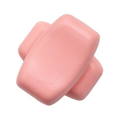 Wall Mural - Two dry pink soap bars in stack isolated on white background with clipping path.